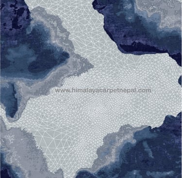 Custom Rugs - Gradient abstract hand-knotted rug with topographic-inspired design