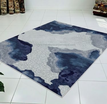 Custom Rugs - Gradient abstract hand-knotted rug with topographic-inspired design