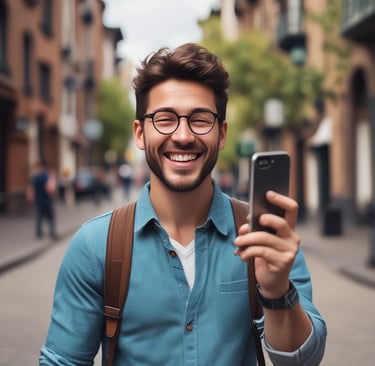 A modern multi-story apartment building features large glass balconies and wood paneling accents. The architecture is minimalistic and contemporary, with clean lines and a focus on symmetry. In the foreground, tall green grass grows alongside a brick wall, providing a natural element to the urban environment.