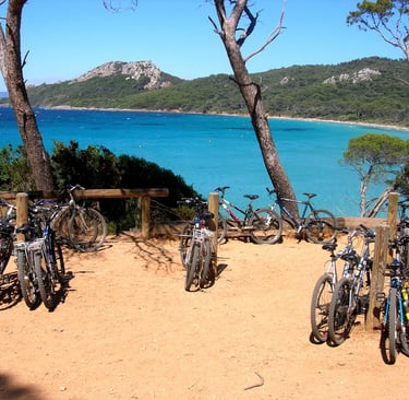 Biking gravel on beautiful porquerolles islands