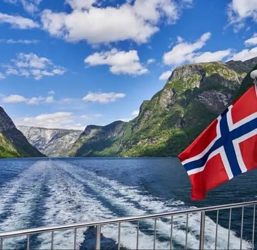 Boat on fjord Norway