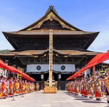 Japanese temple ceremony Zenkoji Nagano