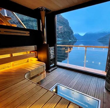 sauna with view on the fjord