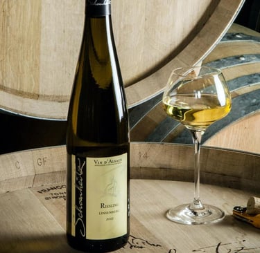 Alsatian white wine and barrels