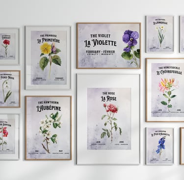 galerie de tableaux avec des fleurs de naissance