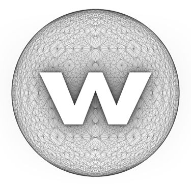a white and black logo with the letter w in the middle of the image