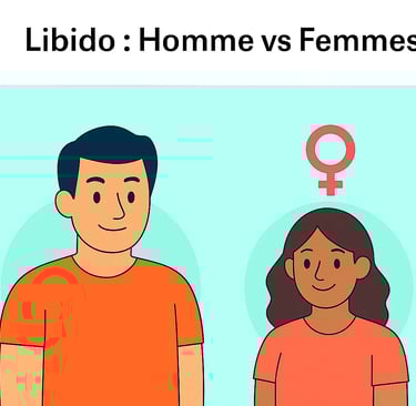 Illustration d’un homme et d’une femme représentant la différence de libido entre les sexes, libido hommes vs femmes, sante s