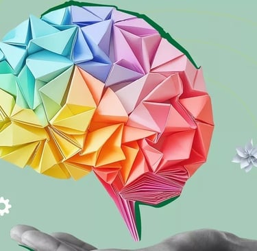 Un cervello fatto con gli origami per definire gli origami come terapia psicologica