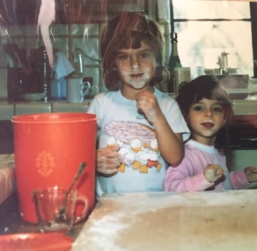 Little kids making pasta