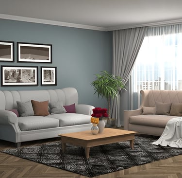 Elegant custom curtains in a modern Delhi living room