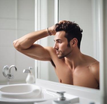 woman holding blue and white bottle
