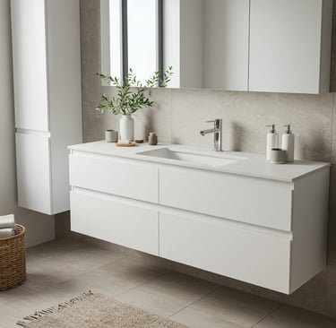 Nowoczesna łazienka z jasnych materiałów