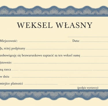 Wzór weksla wzorowany na drukach z okresu międzywojennego. 