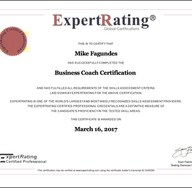 Mike Fagundes' Business Coaching Cert 2017