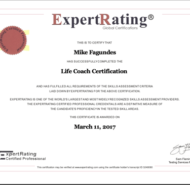 Mike Fagundes Life Coaching Cert 2017
