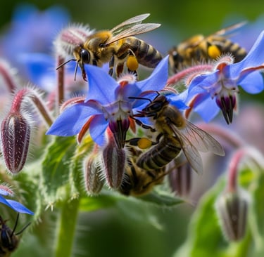 close up on why blue flowers for bees