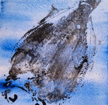 a fish fish on a blue background