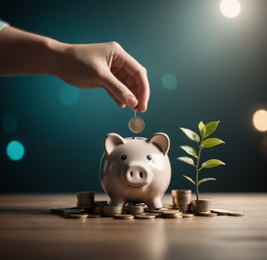 a person putting coins into a piggygy piggygy piggy piggy