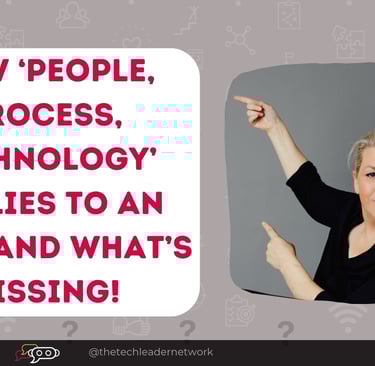 woman pointing to sign that says how people, process, technology applies to an msp and whats missing