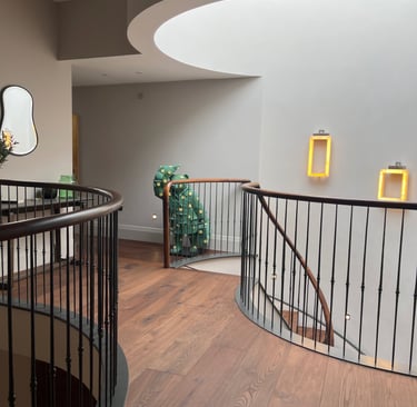 A coffee bean colour oak plank in an abstract hallway