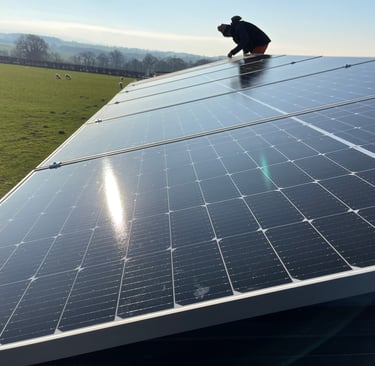 Solar panels fitted on an adjustable roof array