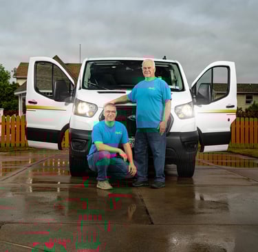 John and Dave in front of their service truck
