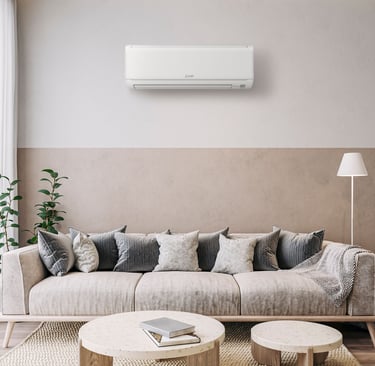 a living room with a couch and a table