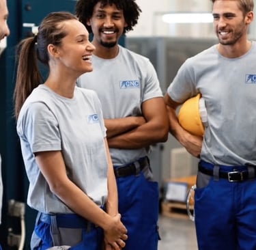 Team wearing custom company Tshirts with logo