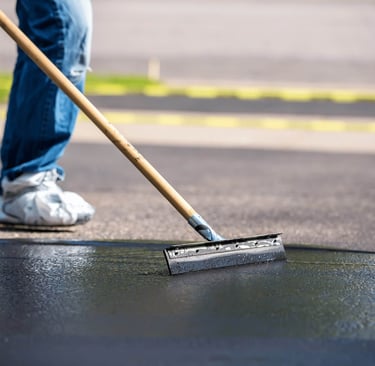 Asphalt driveway sealcoat