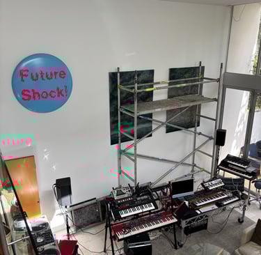 Hanging artworks at height is no issue, and can be acheived with some scaffolding we can provide. 