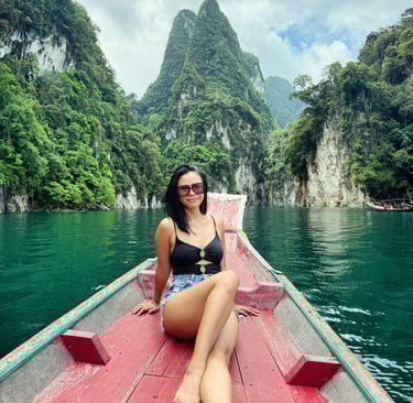Long-tail boat on Cheow Lan Lake Khao Sok