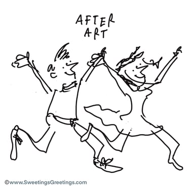 Two people running joyfully