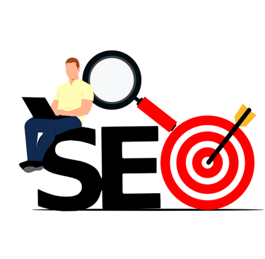 SEO image one person with laptop