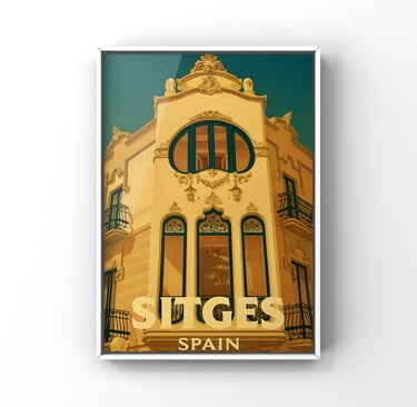 Vintage Poster of Palau de Maricel in Sitges, Spain