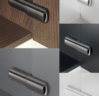 Premium Italian Lapis hinge used in luxury modular kitchen by SR Enterprises