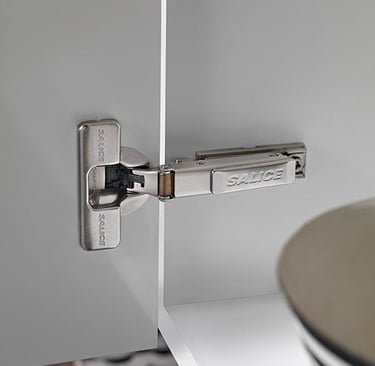 Silentia soft-close hinge providing noise-free cabinet closing by SR Enterprises