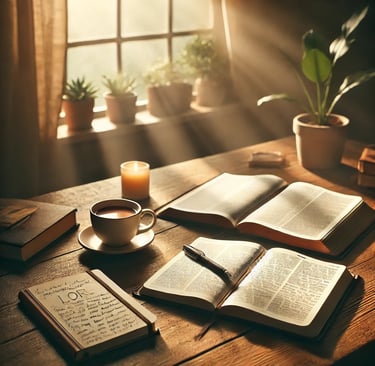 a cup of coffee and a candle on a table
