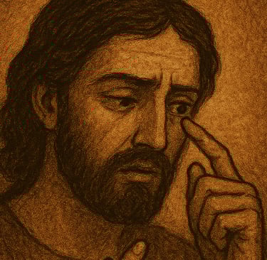 Man with something in his eye