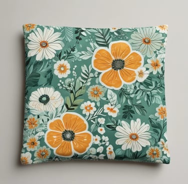 a cushion with a floral pattern on it