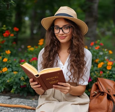 lady traveller reading book