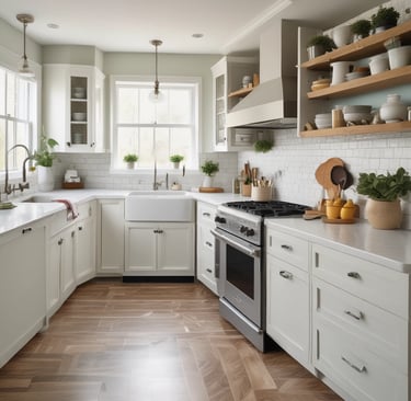 organized plate in kitchen cupboard