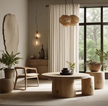 a couch with a tea cup and a plant on it