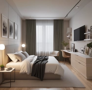 a bed with a white sheet