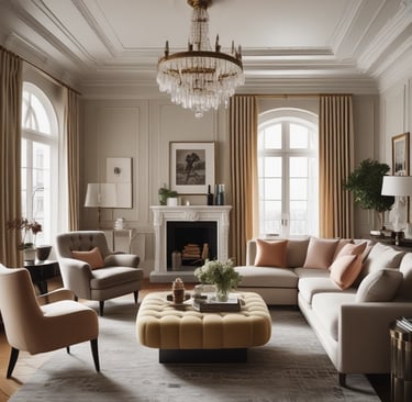 a chair and a lamp in a room