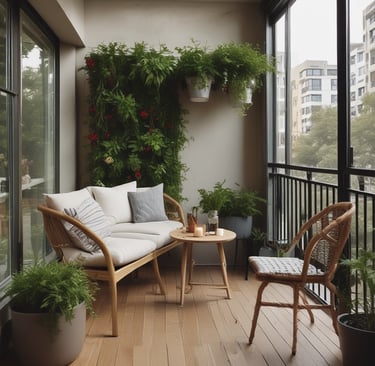 a tall white building with a window and a balcony
