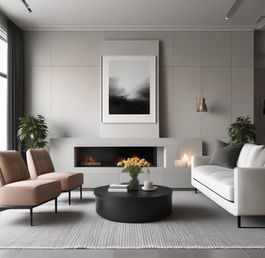 a couple of sculptures sitting on top of a table