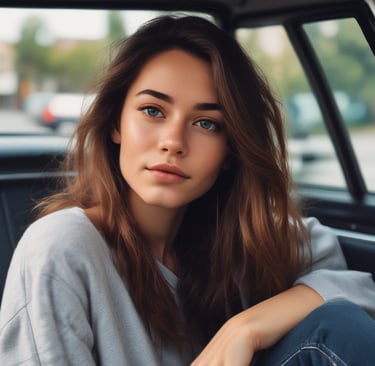 woman wearing black crew-neck shirt