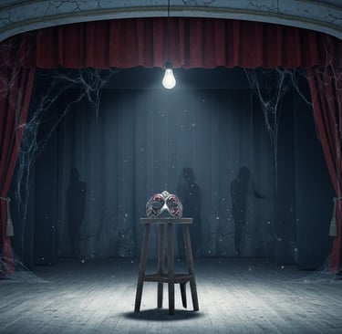 Abandoned stage covered in dust