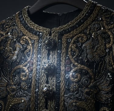 ornate vintage costume on hanger