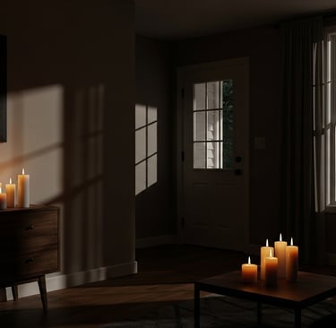 Modern-day family home interior with faint shadows